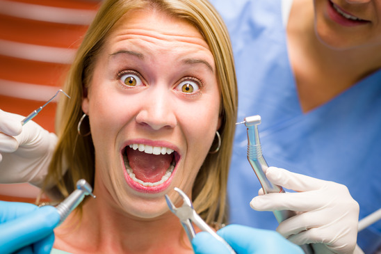 Crazy scared patient at dental surgery