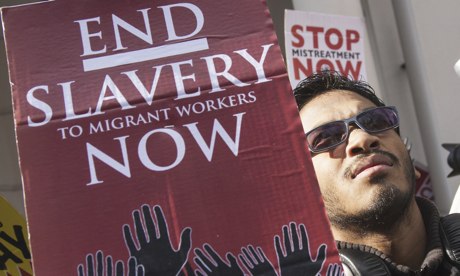 Protest at the Qatar Embassy Against Slavery