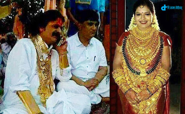 Pic shows: One moment of the ceremony. An Indian sweet maker made sure his daughter was the golden girl at her upcoming wedding by covering her in gold jewellery worth more than 400,000 GBP. The man who was not named nevertheless came under fire after it was revealed he needed a police guard to protect him and his daughter as they turned up covered in gold for the wedding in India's southern Andhra Pradesh state. Police spokesman Sandeep Kumar in Tirupati, a holy city known for its famous temple of Lord Vishnu, confirmed that the man and his daughter, who he declined to name, had worn gold jewellery throughout the ceremony. He said: "It is not a crime to wear such a large amount of gold, but there could have been a crime once people heard about it. We just wanted to make sure there were no problems in advance." The move was widely condemned on social media sites once the images from a mobile phone was shared, with people branding it both humiliating and shocking. Indians, one of the world's largest consumers of gold, spend huge amounts in buying gold jewellery for family weddings, and recently several wealthy Indians have been seen sporting shirts made out of solid gold thread. This father of the bride reportedly made his millions from selling confectionery in India. (ends)
