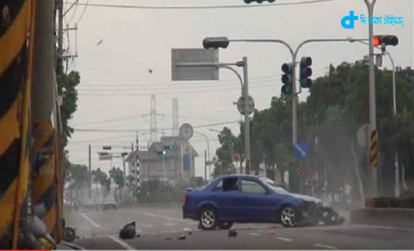 10 feet above driver and crash