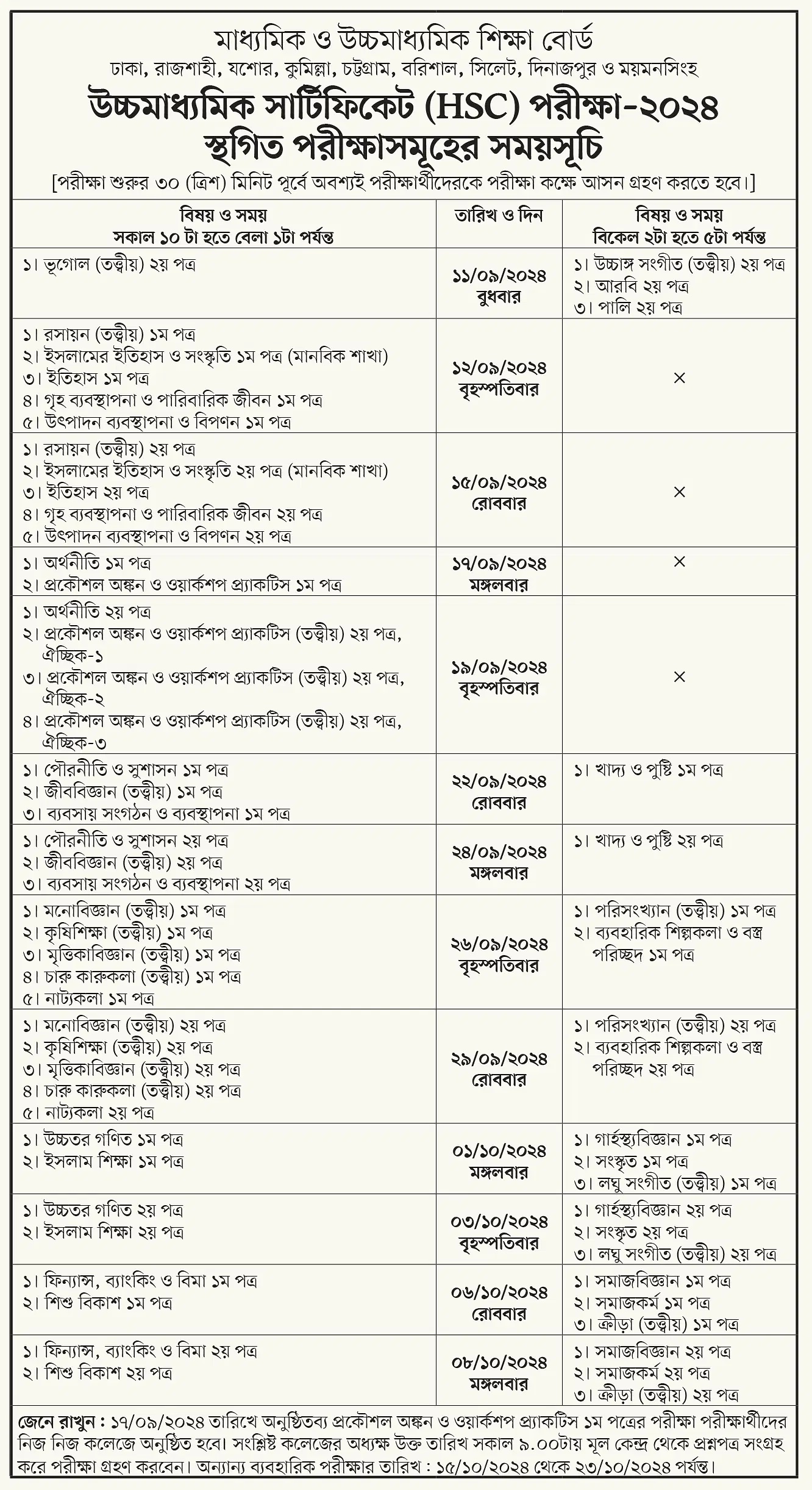 স্থগিত এইচএসসি পরীক্ষার রুটিং জেনে নিন 15