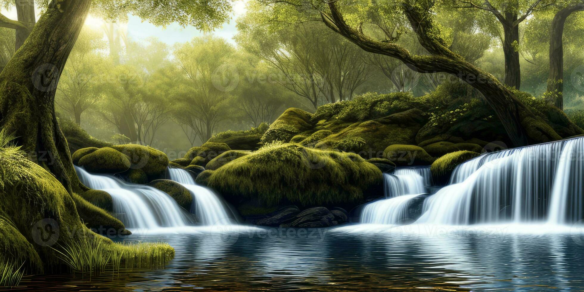 সবুজে ঘেরা বনরাজীর মধ্যে পানির ফোয়ারা 28