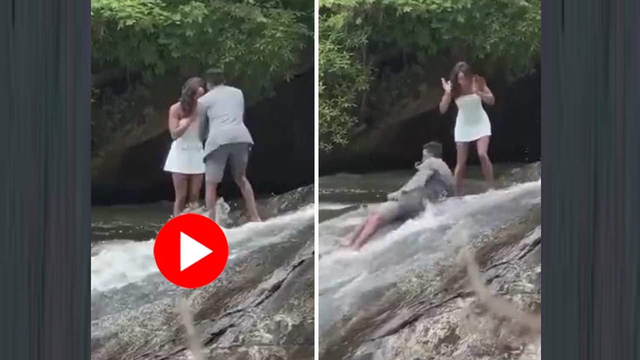 জলপ্রপাতের ধারে বিয়ের প্রস্তাব দিতে গিয়েই ঘটলো বিপত্তি: পা পিছলে ভেসে গেলেন যুবক! 4