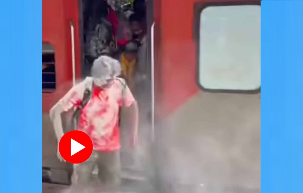 ভিড়ে ঠাসা টেনে উঠে যাত্রীদের গায়ে বস্তাভর্তি সাদা গুঁড়ো ঢেলে চম্পট এক তরুণের! 25