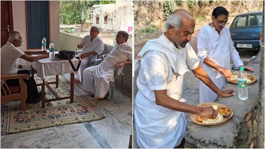 রাস্তার ধারে শালপাতার থালায় খাবার খেলেন অভিনেতা রজনীকান্ত 1